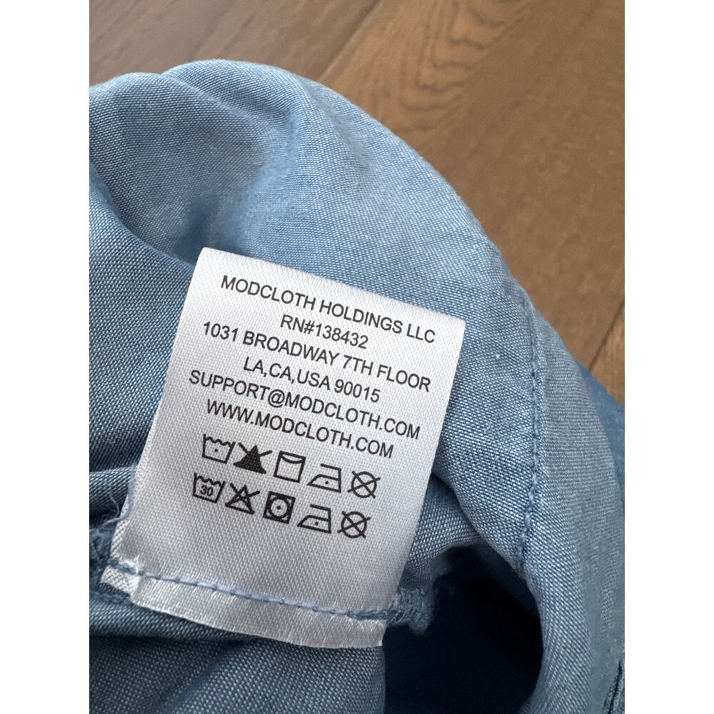 ModCloth Denim Chambray Shorts Blue High Waisted Lightweight Preppy Sz 26 NWT - Picture 7 of 10